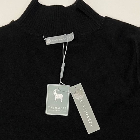 NEW! InCashmere 100% Cashmere Short Sleeve Mock Neck Sweater Black, Sz X/P- US 0 - Picture 12 of 16
